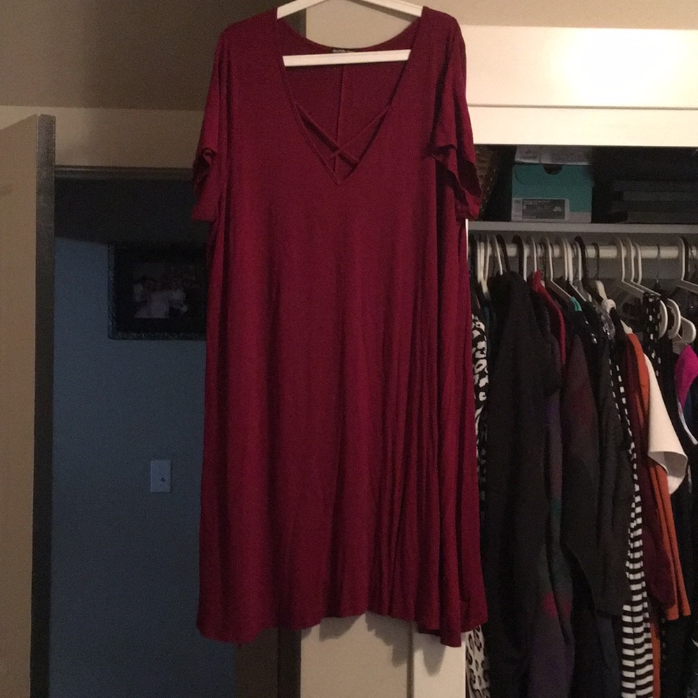 Burgundy shift dress